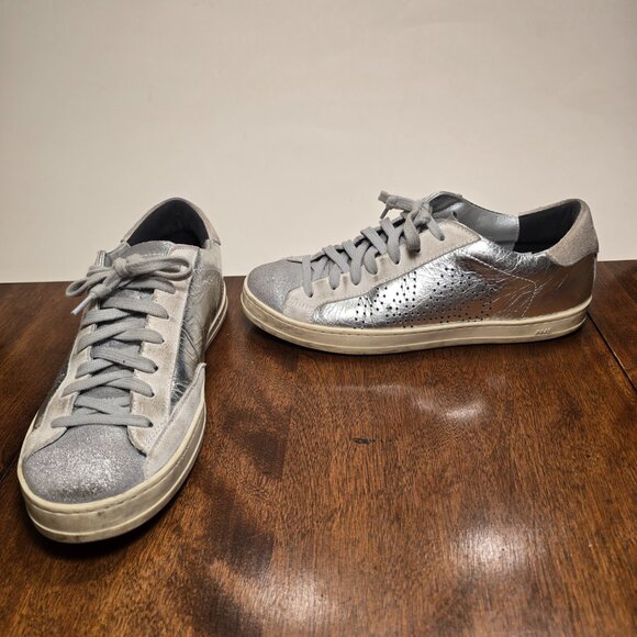 P448 John Ghinea Metallic Silver/Gray Skate Shoe Low Top Size 38 Made in Italy - Picture 9 of 14